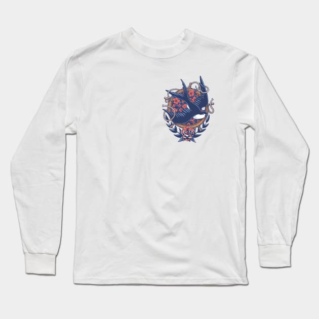 Swallow Tattoo Long Sleeve T-Shirt by stashygraphics